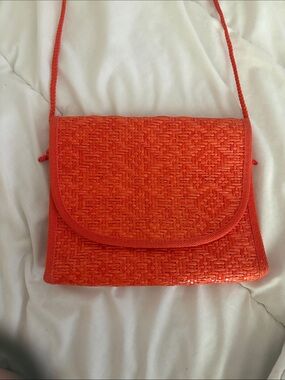 Vintage Vanessa Women's Orange Woven Crossbody Bag - Classic Straw Style